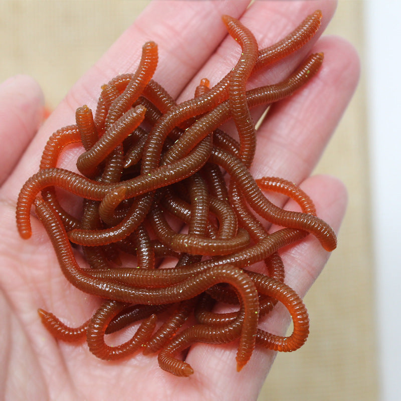 ⏰Simulation Earthworm Soft Fishing Lures Shrimp Scented Artificial Worm Baits for Freshwater