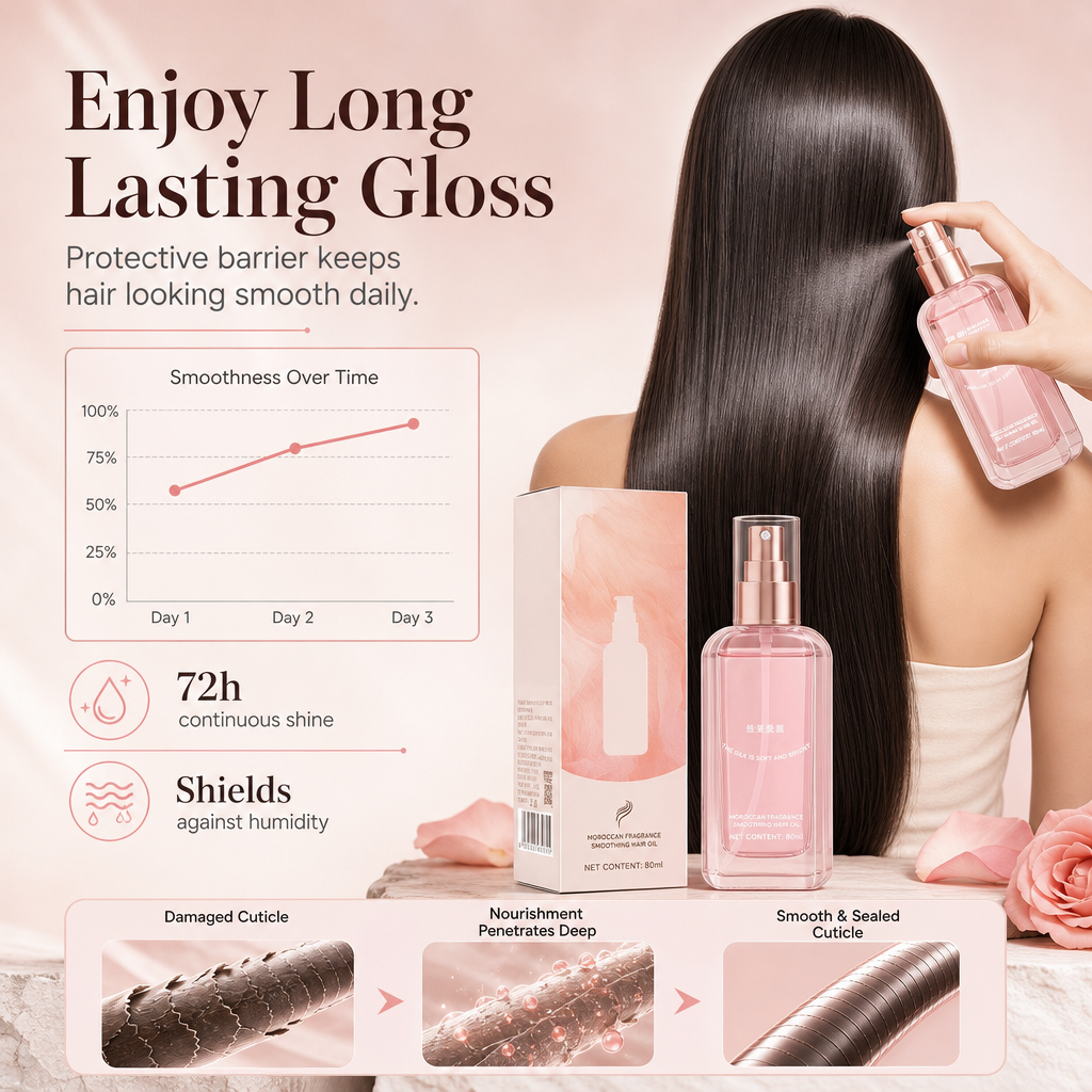 Smooth Damaged Hair Instantly! Moroccan Hair Oil Spray