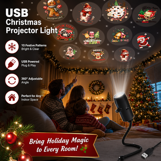 Christmas light projector creating festive holiday scenes